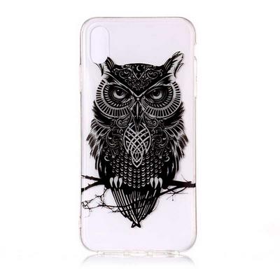 Colored Painting Transparent Soft TPU Back Cover Case for iPhone XR 6.1 - Owl