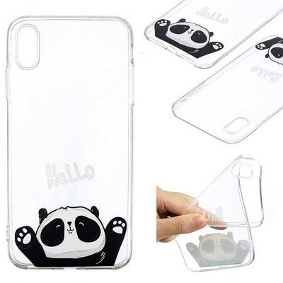 Painted High Transparent Anti-Scratch Soft TPU Back Cover Protective Case for iPhone Xs Max 6.5 - Hello Panda