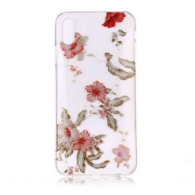 Colored Painting Transparent Soft TPU Back Cover Case for iPhone Xs Max 6.5 - Flower