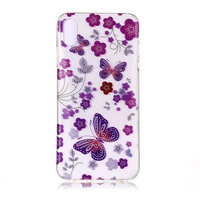 Colored Painting Transparent Soft TPU Back Cover Case for iPhone Xs Max 6.5 - Butterfly