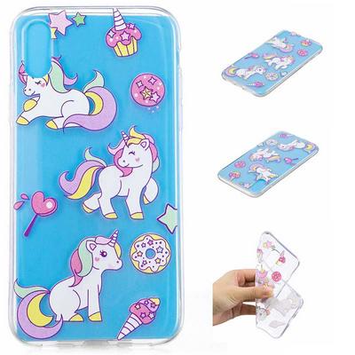 Painted Pattern Ultra Slim Anti-Scratch Transparent Soft TPU Back Cover Protective Case for iPhone XR 6.1 - Donuts Unicorns