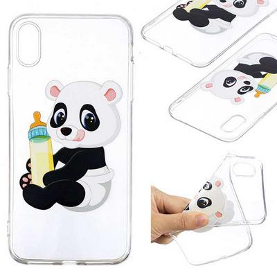 Painted High Transparent Anti-Scratch Soft TPU Back Cover Protective Case for iPhone Xs Max 6.5 - Panda Baby 