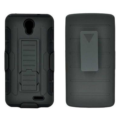 Belt Clip Rotary Kickstand PC + Silicone Protector Case for ZTE Prestige N9132 - Black