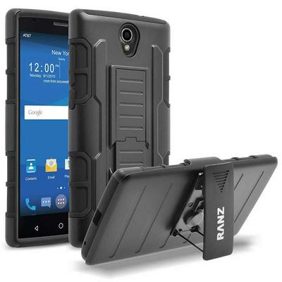 Belt Clip Rotary Kickstand PC + Silicone Protector Case for ZTE Zmax 2/ Z958 Z955L - Black