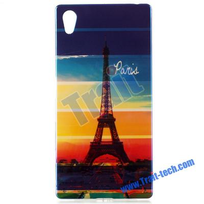 Blue-ray IMD Craft Flexible TPU Back Cover Case for Sony Xperia Z5 E6603 E6653 - Eiffel Tower