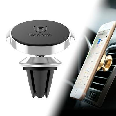 Baseus Magnetic Catche 360 Degree Rotation Car Air Vent Mount Holder Universal for iPhone Samsung Huawei - Sliver