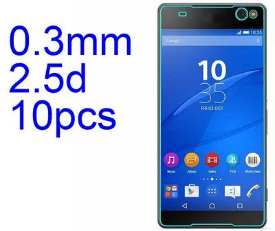 10Pcs 0.3mm 2.5D AGC Material Tempered Glass with Toyo Glue Electroplating Fingerprint Coating Screen Protector for Sony Xperia C5 / C5 Ultra