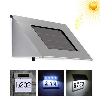 Stainless Solar Powered LED House Number Light 4 Highlight Garden Door Lamp