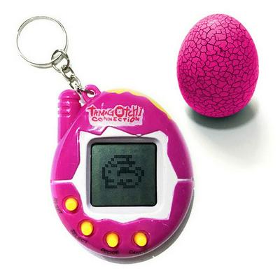 Tumbler Eggshell + Tamagotchi Virtual Electronic Dinosaur Egg Pet Machine Nostalgic Digital Electronic E-pet Handheld Game Cyber Funny Pet Daily Christmas Toy - Rose Red