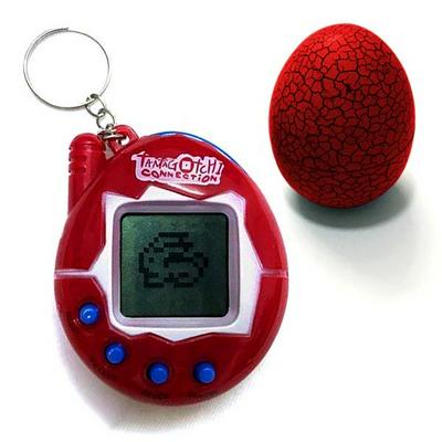 Tumbler Eggshell + Tamagotchi Virtual Electronic Dinosaur Egg Pet Machine Nostalgic Digital Electronic E-pet Handheld Game Cyber Funny Pet Daily Christmas Toy - Red
