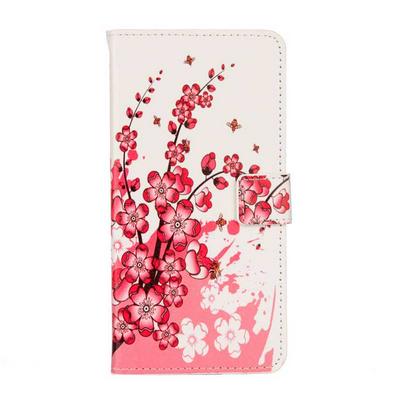 Color Painted Side Flip PU Leather + Soft TPU Card Slots with Magnetic Buckle and Stand Wallet Protective Case for Huawei P Smart / Enjoy 7S - Peach Blossom