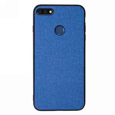 Canvas PU Leather Coated PC + Soft TPU Rudder Frame Back Cover Case for Huawei Y7 Prime (2018) / Honor 7C / Enjoy 8 - Blue