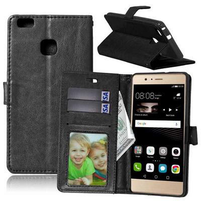 Wallet Style Magnetic Flip TPU+ PU Leather Full Body With Stand Case for Huawei Ascend P9 Lite - Black