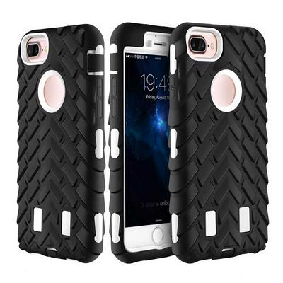 Tire Pattern Detachable 2 in 1 Hybrid Hard PC + Black TPU Back Cover Case for iPhone 7 Plus - Black and Sliver