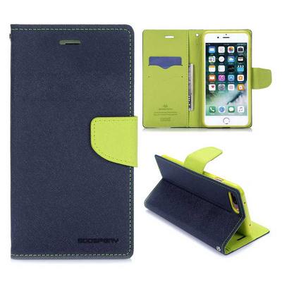 Mercy Goospery Fancy Diary Series Wallet Style Magnetic Flip Card Holder Stand TPU + PU Leather Case for iPhone 7 Plus - Black and Green