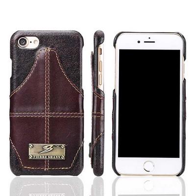 Cowhide Genuine Leather Coated PC Back Cover Case for iPhone 7 / 8 - Golden cicada