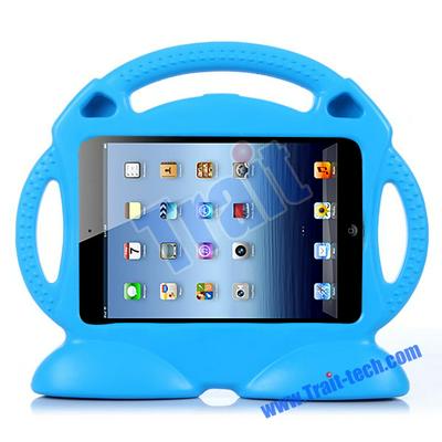 Cute Smiling Face Shockproof Shell Stand Foam EVA Case for iPad 2 /3/4 with Handle (Blue)
