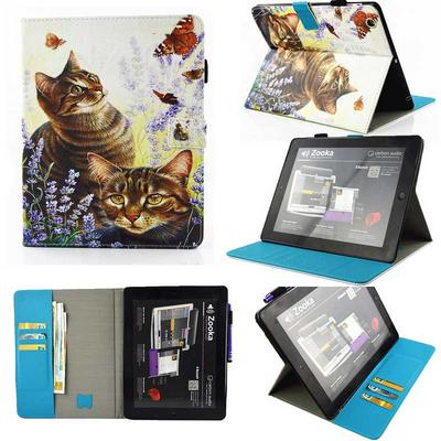 Wallet Style PU Leather + Soft TPU Card Holder with Stand and Magnetic Buckle Case for iPad 2 / 3 / 4  - Cat and Butterflies