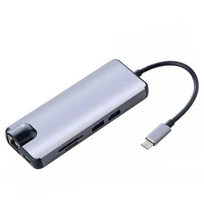 8 in 1 Combo USB-C USB 3.1 Type-C Hub with VGA 4K HDMI Video TF SD Card Reader 1000M RJ45 Ethernet Charging Hub