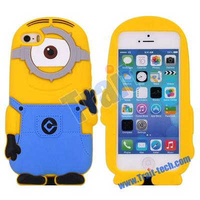 Cute 3D Despicable Me Shaped Flexible Silicone Back Case for iPhone 5S 5 (Single Eye Minion)