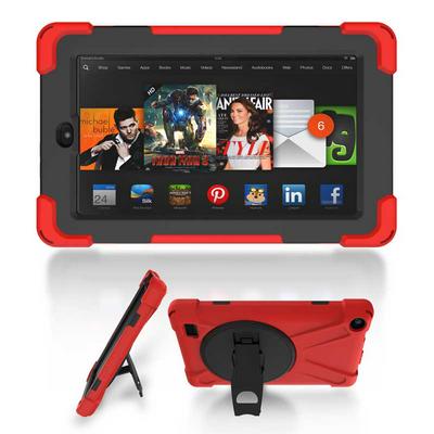 Shockwave Detachable 3 in 1 TPU + Hard PC Back Cover Case with Rotatable Stand for Amazon Kindle Fire 7 - Red