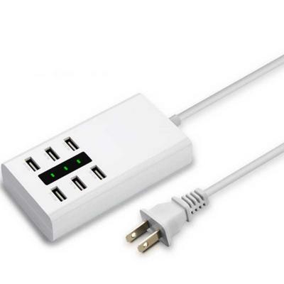 Portbale 6 Ports HUB 5V 7.2A Support EU UK US Plug Charger with LED Lights 