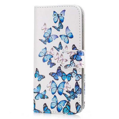 Wallet Style PU Leather + Soft TPU Card Holder with Stand and Magnetic Buckle Case for iPhone 7 - Butterflies