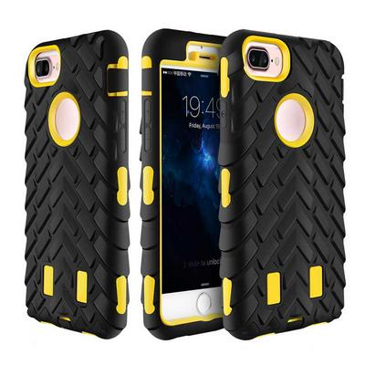 Tire Pattern Detachable 2 in 1 Hybrid Hard PC + Black TPU Back Cover Case for iPhone 7 Plus - Black and Yellow