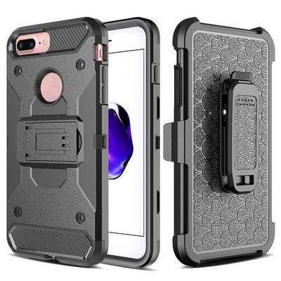 Detachable 4 in 1 with Stand Hybrid Hard PC+ TPU Back Cover Case for iPhone 7 Plus - Black