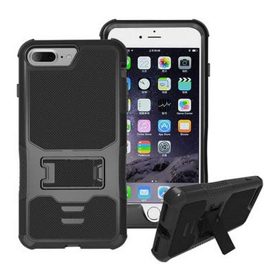 Detachable 3 in 1 with Stand Hybrid Hard PC + TPU Back Cover Case for iPhone 7 Plus - Black 