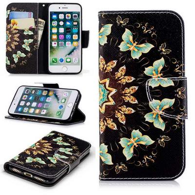 The 7th Colored Painting with Wallet Card Slots Stand Magnetic Flip PU Leather + TPU Back Cover Case for iPhone 7 / 8 - Mandala