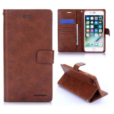 Mercury Goospery Blue Moon Dairy Series Wallet Card Holder Slot TPU + PU Leather Cover Case for iPhone 7 Plus/8 Plus - Brown 