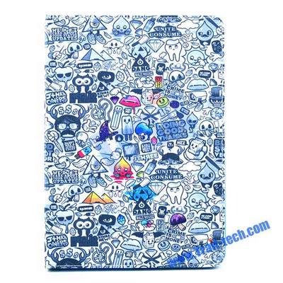 Graffiti Cartoon Pattern Folio Stand TPU+PU Leather Case for iPad Air 2