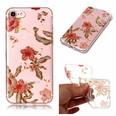 Ultra Thin Transparent Soft TPU Back Cover Case for iPhone 7 - Red Flowers