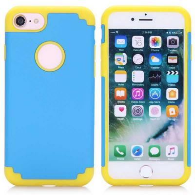 2 in 1 Detachable Hard PC + Soft TPU Back Cover Case for iPhone 7 - Blue + Yellow