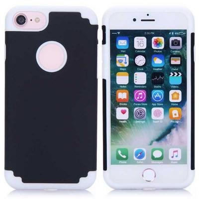 2 in 1 Detachable Hard PC + Soft TPU Back Cover Case for iPhone 7 - Black + White