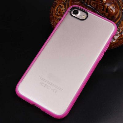 Transparent 3 in 1 Soft TPU + PC Frame Back Cover Case for iPhone 7 - Rose Red 