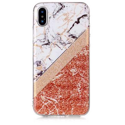 Color Painting Marble Pattern Soft TPU Back Cover Case for iPhone X - Brown