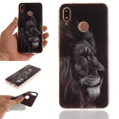 Color Painted Anti-Scratch Anti-Drop Soft TPU + IMD Craft Back Cover Protective Case for Huawei P20 Lite / Nova 3e - Colorless Lion