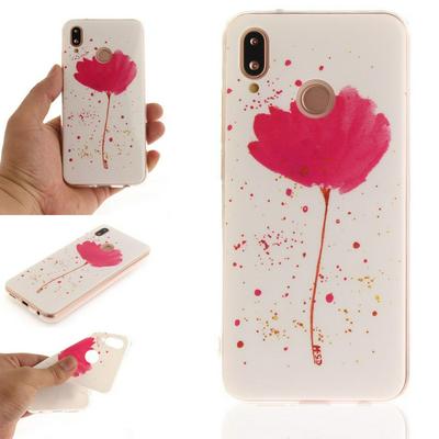 Color Painted Anti-Scratch Anti-Drop Soft TPU + IMD Craft Back Cover Protective Case for Huawei P20 Lite / Nova 3e - Rose Red Flower