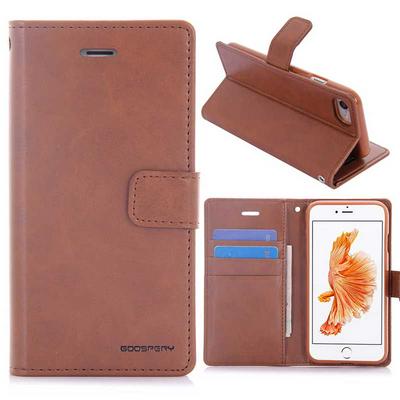 Mercury Blue Moon Series Wallet Style Flip Card Slot Stand TPU+ PU Leather Case for iPhone 7/8 - Coffee