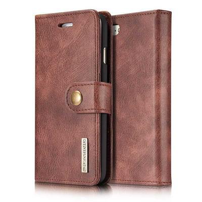 DG.MING Card Slots Magnetic Flip Wallet Style PU Leather + PC Back Cover Case for iPhone 7 - Wine Red