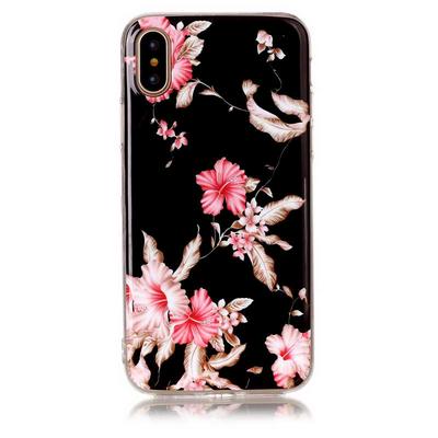 Ultra Slim Soft TPU Back Cover Protective Phone Case for iPhone X - Pink Flowers