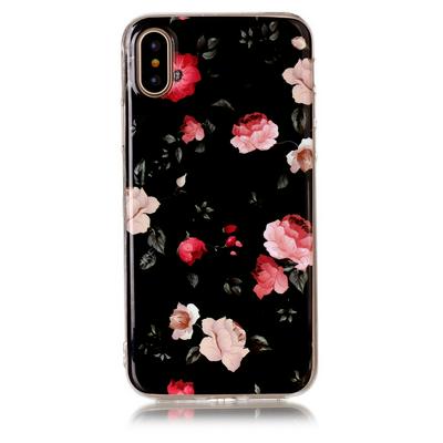 Ultra Slim Soft TPU Back Cover Protective Phone Case for iPhone X - Red & Pink Flowers