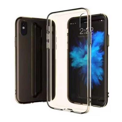 Ultra Slim Transparent Acrylic Hard Back + Soft TPU Frame Hybird Back Cover Case for iPhone X - Gold