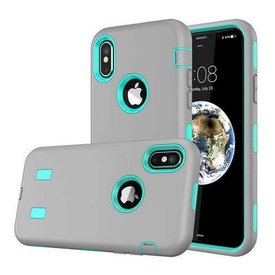 Robot 3 in 1 Detachable Design Extra Side Grip Hard PC + Soft Silicone Back Cover Case for iPhone X - Grey