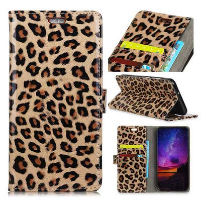 Colored Painting Wallet Style Magnetic Flip Stand TPU + PU Leather Case for Xiaomi Mi A2 / 6X - Leopard