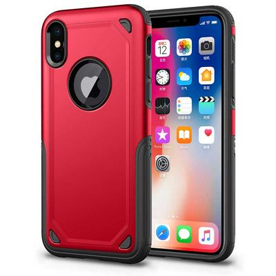 Wireless Charging Available Hard PC + Soft TPU Hybrid Back Cover Protective Phone Case for iPhone X - Red