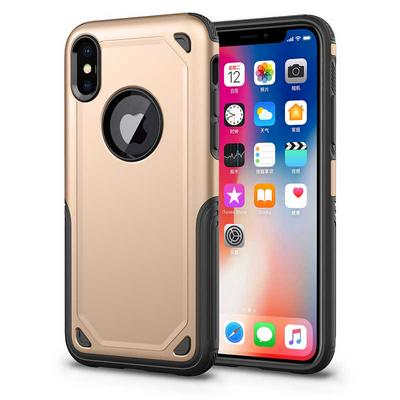 Wireless Charging Available Hard PC + Soft TPU Hybrid Back Cover Protective Phone Case for iPhone X - Gold