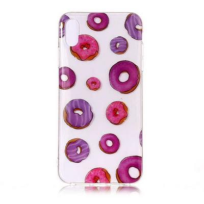 Colored Painting Transparent Soft TPU Back Cover Case for iPhone X / XS - Donuts